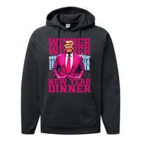 Humor Pinke Trump Winner Winner New YearS Dinner 2025 Trump Performance Fleece Hoodie