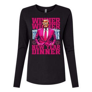 Humor Pinke Trump Winner Winner New YearS Dinner 2025 Trump Womens Cotton Relaxed Long Sleeve T-Shirt