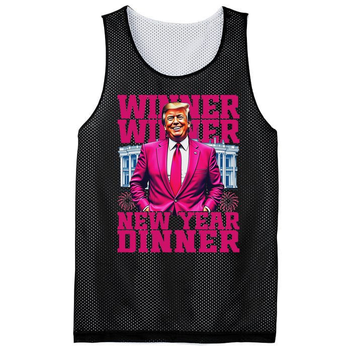 Humor Pinke Trump Winner Winner New YearS Dinner 2025 Trump Mesh Reversible Basketball Jersey Tank