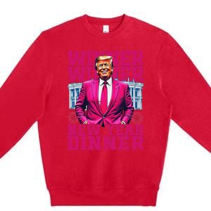 Humor Pinke Trump Winner Winner New YearS Dinner 2025 Trump Premium Crewneck Sweatshirt