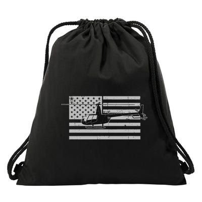 Helicopter Pilot Usa Flag Heli Aviator R44 Helicopter Drawstring Bag