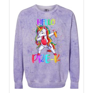 Hello Prek Unicorn Back To School Colorblast Crewneck Sweatshirt