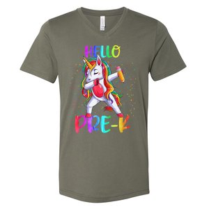 Hello Prek Unicorn Back To School V-Neck T-Shirt