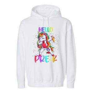 Hello Prek Unicorn Back To School Garment-Dyed Fleece Hoodie