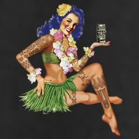 Hawaiian Pin Up 7 Panel Mesh Trucker Snapback Hat