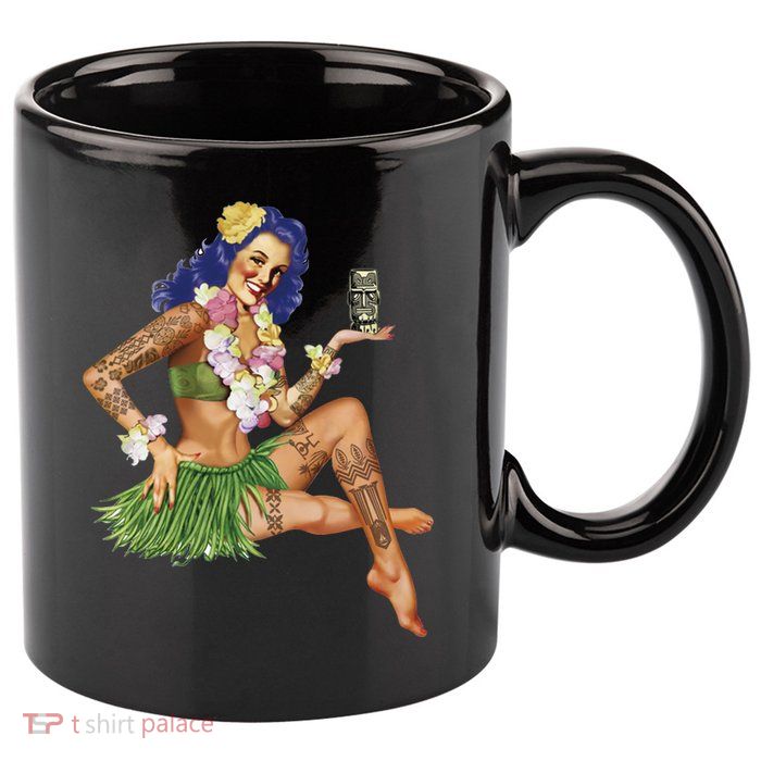 Hawaiian Pin Up 11oz C Handle Ceramic Mug