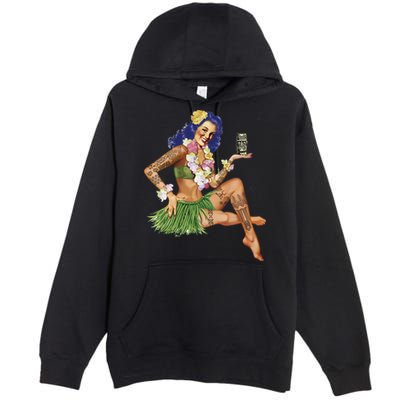 Hawaiian Pin Up Premium Pullover Hoodie