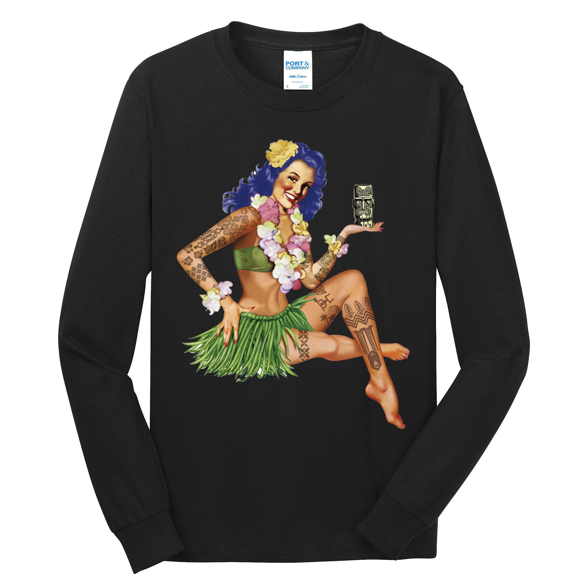 Hawaiian Pin Up Tall Long Sleeve T-Shirt