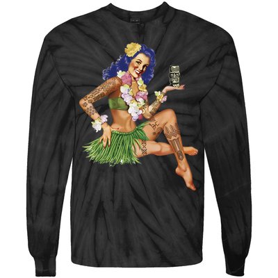 Hawaiian Pin Up Tie-Dye Long Sleeve Shirt