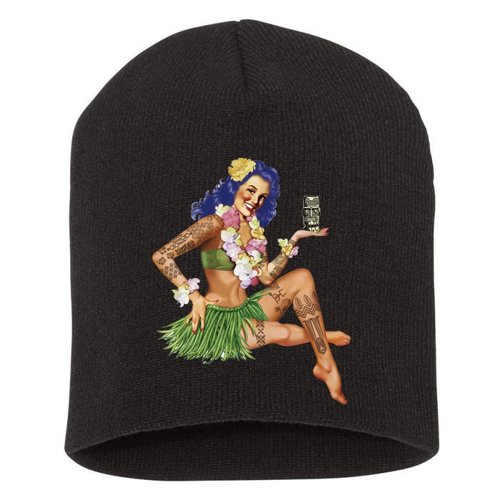 Hawaiian Pin Up Short Acrylic Beanie