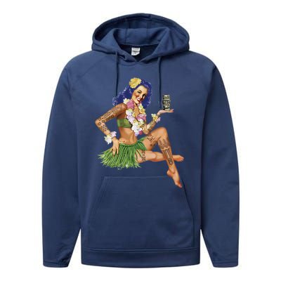 Hawaiian Pin Up Performance Fleece Hoodie