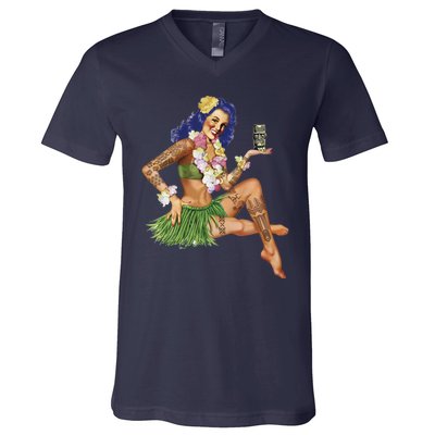 Hawaiian Pin Up V-Neck T-Shirt