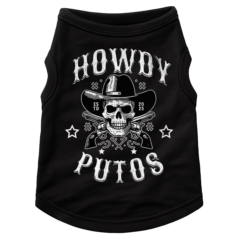 Howdy Putos Vintage Western Cowboy Skull Doggie Tank