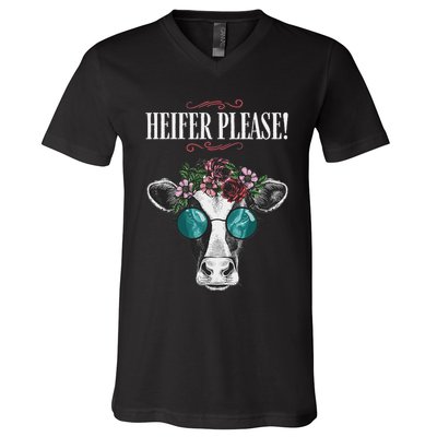 Heifer Please Vintage Country Sayings Heifer V-Neck T-Shirt