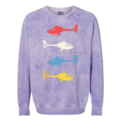 Helicopter Pilot Vintage Aviation Flying Helicopters Pilots Colorblast Crewneck Sweatshirt