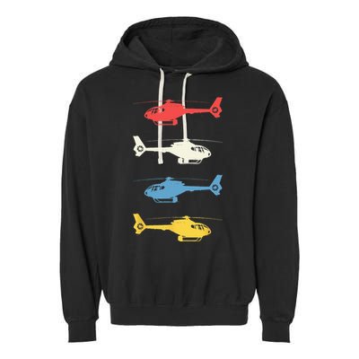 Helicopter Pilot Vintage Aviation Flying Helicopters Pilots Garment-Dyed Fleece Hoodie