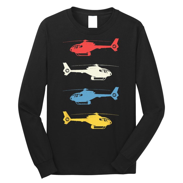 Helicopter Pilot Vintage Aviation Flying Helicopters Pilots Long Sleeve Shirt