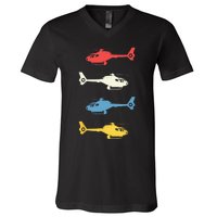 Helicopter Pilot Vintage Aviation Flying Helicopters Pilots V-Neck T-Shirt