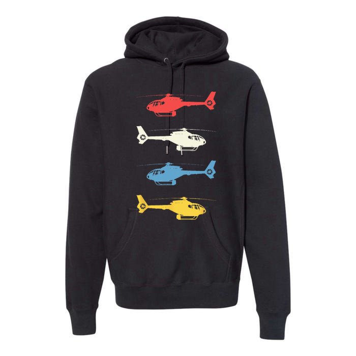 Helicopter Pilot Vintage Aviation Flying Helicopters Pilots Premium Hoodie