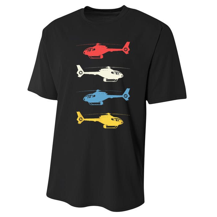 Helicopter Pilot Vintage Aviation Flying Helicopters Pilots Performance Sprint T-Shirt