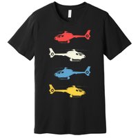 Helicopter Pilot Vintage Aviation Flying Helicopters Pilots Premium T-Shirt