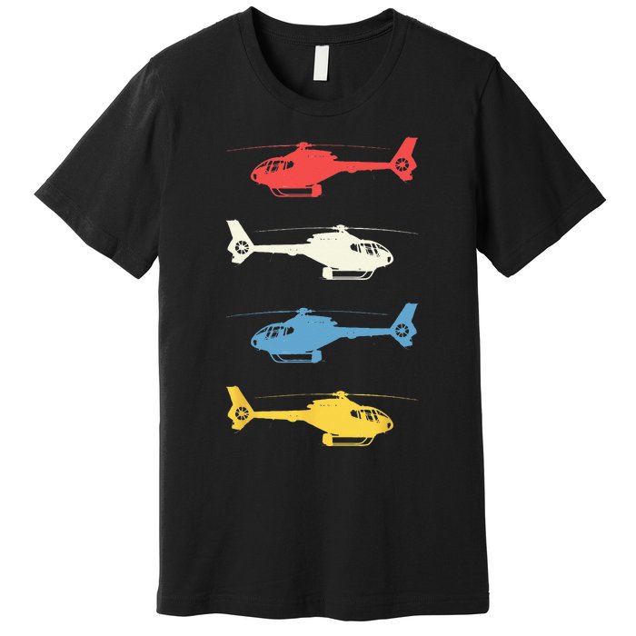 Helicopter Pilot Vintage Aviation Flying Helicopters Pilots Premium T-Shirt