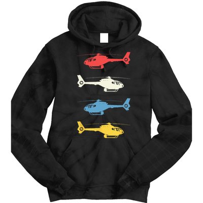 Helicopter Pilot Vintage Aviation Flying Helicopters Pilots Tie Dye Hoodie