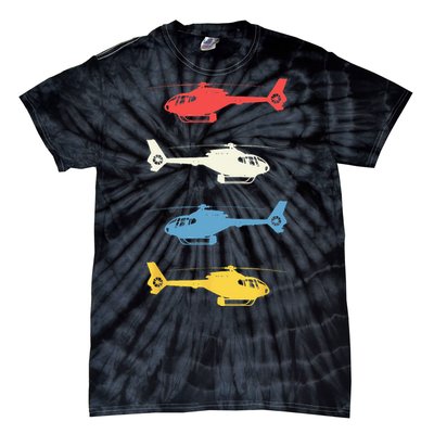 Helicopter Pilot Vintage Aviation Flying Helicopters Pilots Tie-Dye T-Shirt