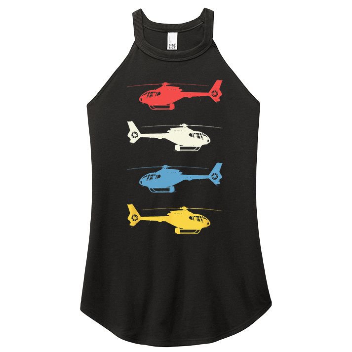 Helicopter Pilot Vintage Aviation Flying Helicopters Pilots Women's Perfect Tri Rocker Tank