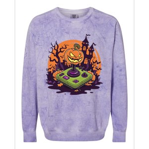 Halloween Pumpkin Video Gamer Controller Gaming Games Funny Gift Colorblast Crewneck Sweatshirt