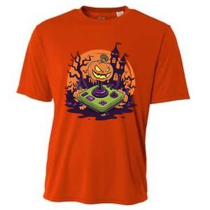 Halloween Pumpkin Video Gamer Controller Gaming Games Funny Gift Cooling Performance Crew T-Shirt