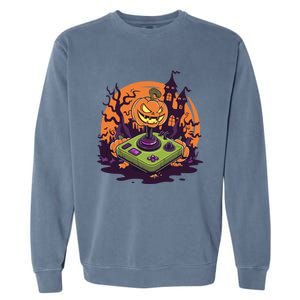 Halloween Pumpkin Video Gamer Controller Gaming Games Funny Gift Garment-Dyed Sweatshirt