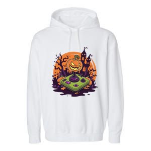 Halloween Pumpkin Video Gamer Controller Gaming Games Funny Gift Garment-Dyed Fleece Hoodie