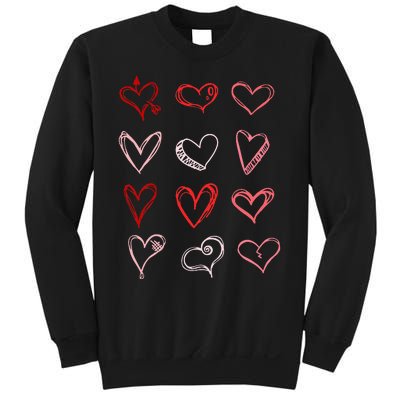 Hearts Pattern Valentines Day Cute Love Vday Pajama Sweatshirt