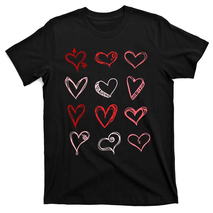 Hearts Pattern Valentines Day Cute Love Vday Pajama T-Shirt