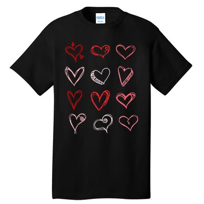 Hearts Pattern Valentines Day Cute Love Vday Pajama Tall T-Shirt