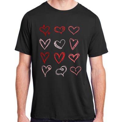 Hearts Pattern Valentines Day Cute Love Vday Pajama Adult ChromaSoft Performance T-Shirt