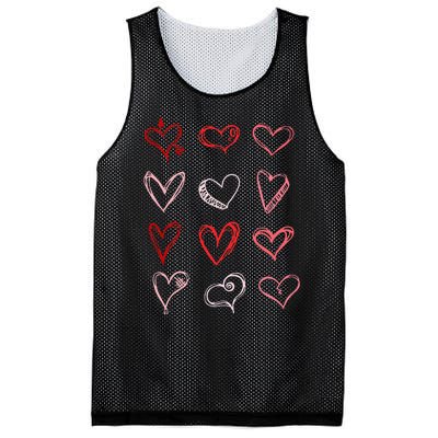 Hearts Pattern Valentines Day Cute Love Vday Pajama Mesh Reversible Basketball Jersey Tank