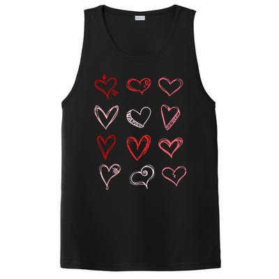 Hearts Pattern Valentines Day Cute Love Vday Pajama PosiCharge Competitor Tank