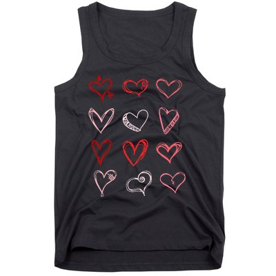 Hearts Pattern Valentines Day Cute Love Vday Pajama Tank Top