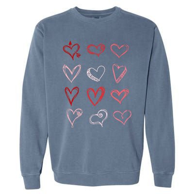 Hearts Pattern Valentines Day Cute Love Vday Pajama Garment-Dyed Sweatshirt