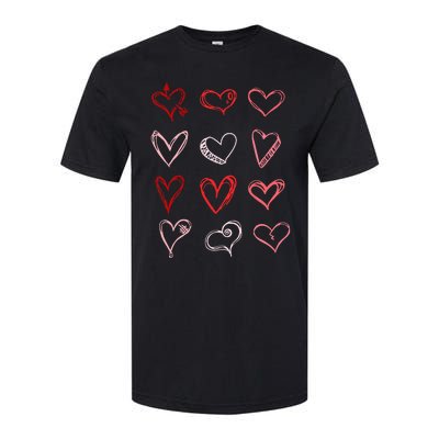 Hearts Pattern Valentines Day Cute Love Vday Pajama Softstyle CVC T-Shirt