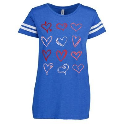 Hearts Pattern Valentines Day Cute Love Vday Pajama Enza Ladies Jersey Football T-Shirt