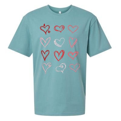 Hearts Pattern Valentines Day Cute Love Vday Pajama Sueded Cloud Jersey T-Shirt