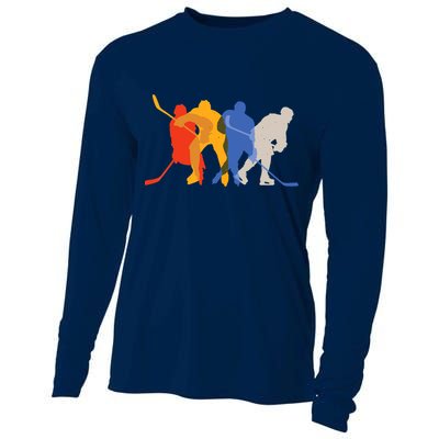 Hockey Players Vintage Retro Sports Gift Cooling Performance Long Sleeve Crew