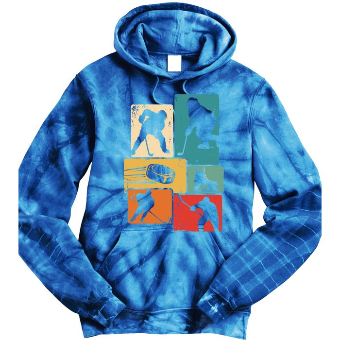 Hockey Player Vintage Ice Hockey Gift Tie Dye Hoodie