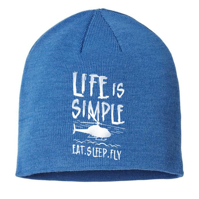 Helicopter Pilot Vintage Life Is Simple Eat Sleep Fly Gift Sustainable Beanie