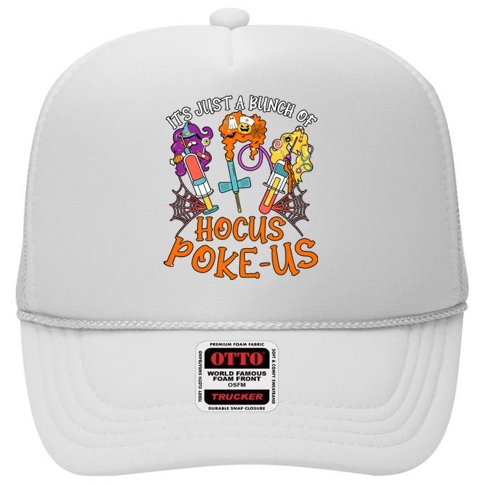 Hocus Pokeus Witch Nurse Halloween Medical Lab Tech Spooky High Crown Mesh Back Trucker Hat