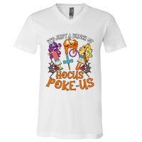 Hocus Pokeus Witch Nurse Halloween Medical Lab Tech Spooky V-Neck T-Shirt