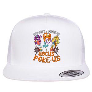 Hocus Pokeus Witch Nurse Halloween Medical Lab Tech Spooky Flat Bill Trucker Hat